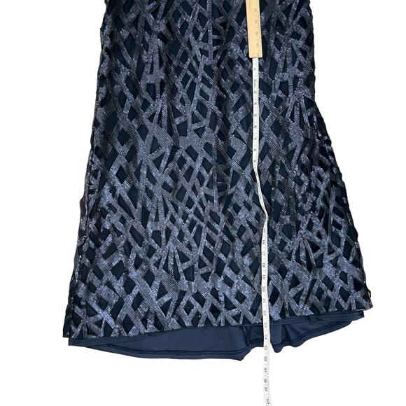 Tadashi Shoji Navy Blue Long Sleeve Sequin Evening Gown Maxi Dress Sz 4 NEW Tags - Picture 7 of 15